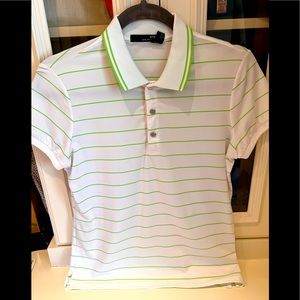 Ralph Lauren short sleeve golf polo, Medium, bright green/white, 3-button collar
